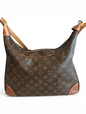 Louis Vuitton Boulogne Monogram Shoulder Bag LV Brown Hobo Authentic